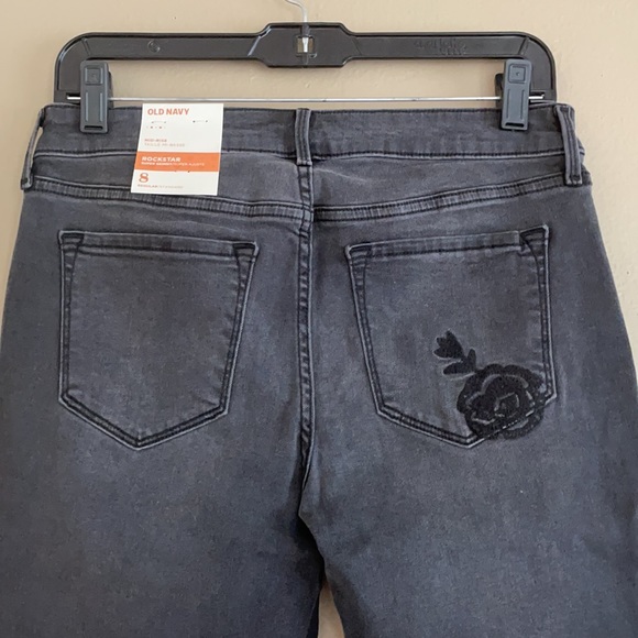 Old Navy Rockstar Super Skinny Black Jeans Floral - Picture 11 of 11